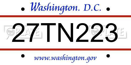 27TN223 District Of Columbia License Plate