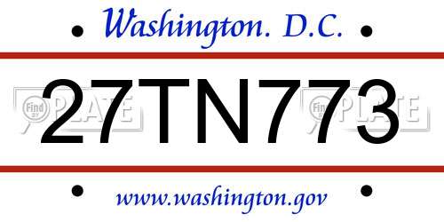 27TN773 District Of Columbia License Plate