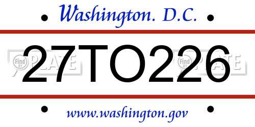 27TO226 District Of Columbia License Plate