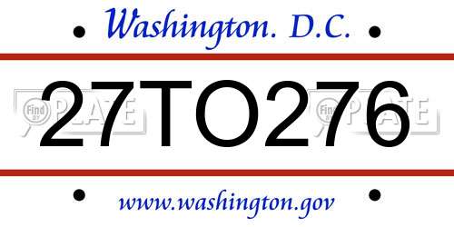 27TO276 District Of Columbia License Plate