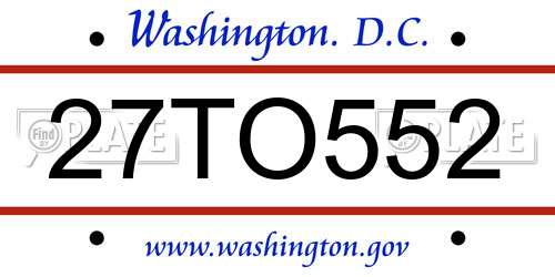 27TO552 District Of Columbia License Plate