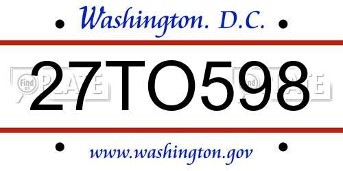 27TO598 District Of Columbia License Plate
