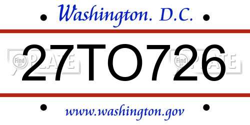 27TO726 District Of Columbia License Plate