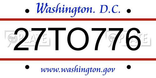 27TO776 District Of Columbia License Plate