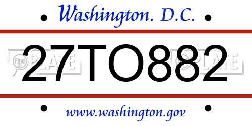 27TO882 District Of Columbia License Plate