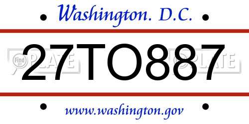 27TO887 District Of Columbia License Plate