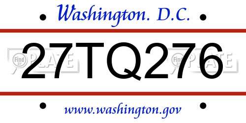 27TQ276 District Of Columbia License Plate