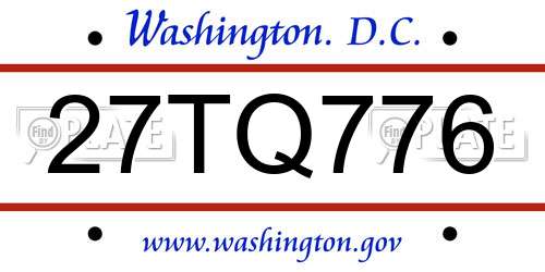 27TQ776 District Of Columbia License Plate