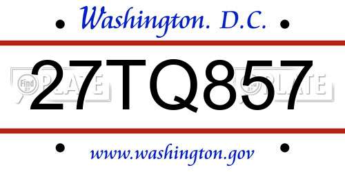 27TQ857 District Of Columbia License Plate