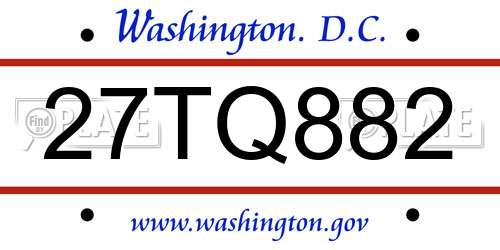 27TQ882 District Of Columbia License Plate