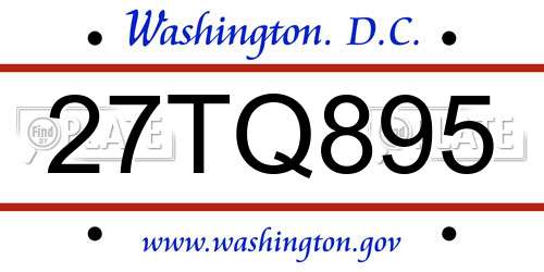27TQ895 District Of Columbia License Plate