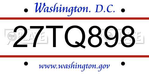 27TQ898 District Of Columbia License Plate