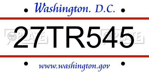 27TR545 District Of Columbia License Plate
