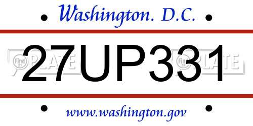 27UP331 District Of Columbia License Plate