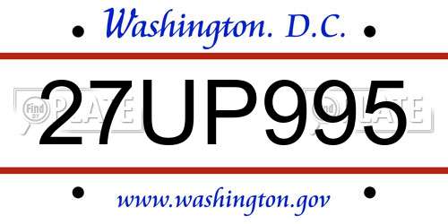 27UP995 District Of Columbia License Plate