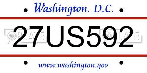 27US592 District Of Columbia License Plate