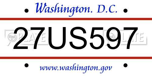 27US597 District Of Columbia License Plate