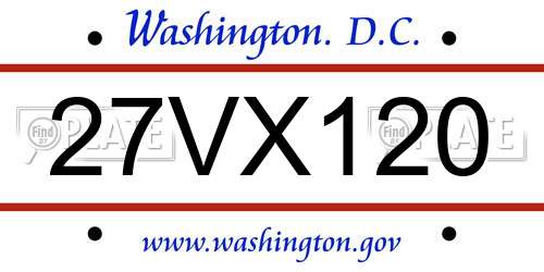 27VX120 District Of Columbia License Plate
