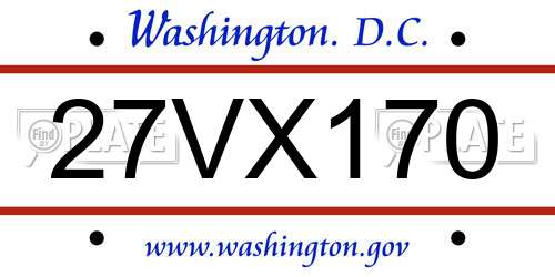 27VX170 District Of Columbia License Plate