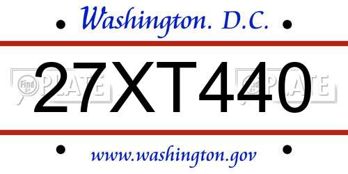27XT440 District Of Columbia License Plate