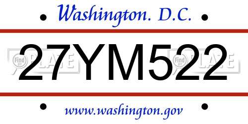 27YM522 District Of Columbia License Plate