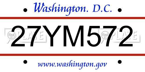 27YM572 District Of Columbia License Plate