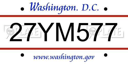 27YM577 District Of Columbia License Plate