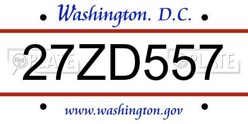 27ZD557 District Of Columbia License Plate