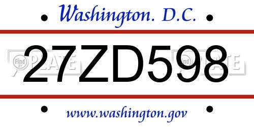 27ZD598 District Of Columbia License Plate