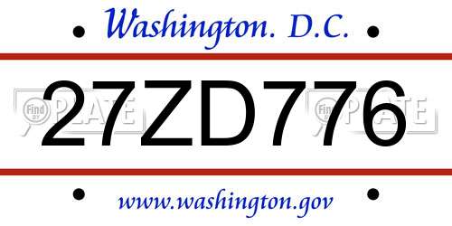 27ZD776 District Of Columbia License Plate