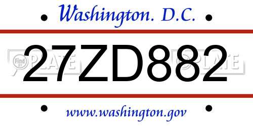 27ZD882 District Of Columbia License Plate