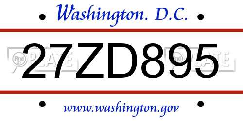 27ZD895 District Of Columbia License Plate