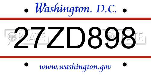 27ZD898 District Of Columbia License Plate