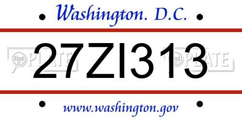 27ZI313 District Of Columbia License Plate