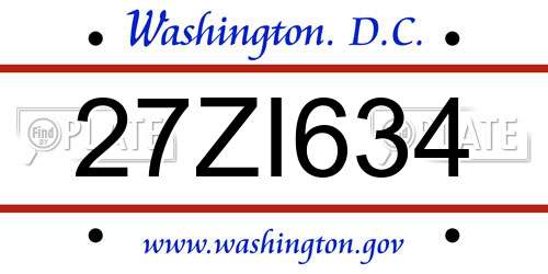 27ZI634 District Of Columbia License Plate