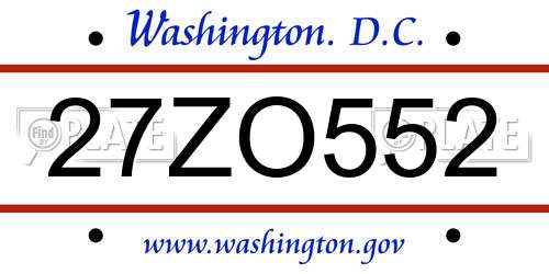27ZO552 District Of Columbia License Plate