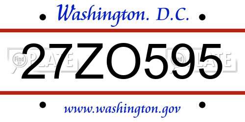 27ZO595 District Of Columbia License Plate