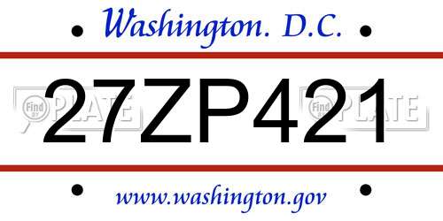 27ZP421 District Of Columbia License Plate