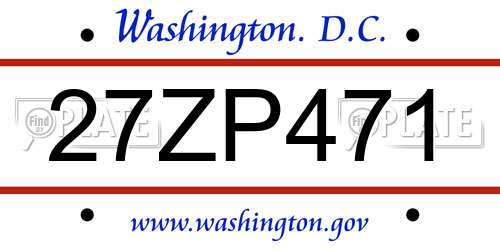27ZP471 District Of Columbia License Plate