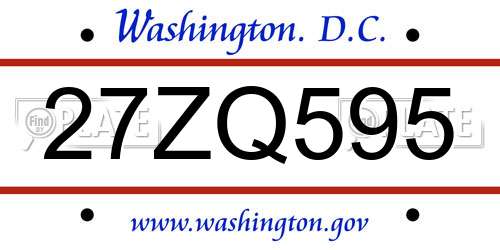 27ZQ595 District Of Columbia License Plate