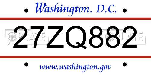 27ZQ882 District Of Columbia License Plate