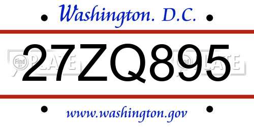 27ZQ895 District Of Columbia License Plate