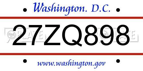 27ZQ898 District Of Columbia License Plate