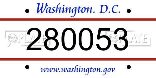 280053 District Of Columbia License Plate