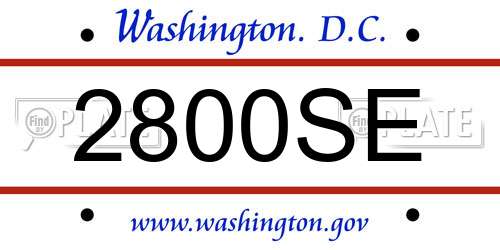 2800SE District Of Columbia License Plate