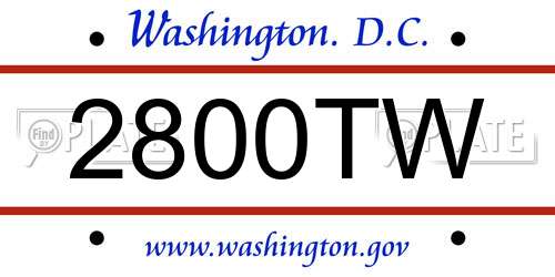 2800TW District Of Columbia License Plate