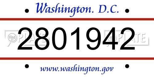 2801942 District Of Columbia License Plate