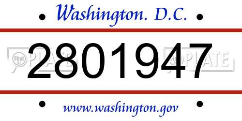 2801947 District Of Columbia License Plate