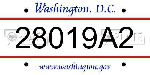 28019A2 District Of Columbia License Plate