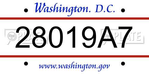 28019A7 District Of Columbia License Plate